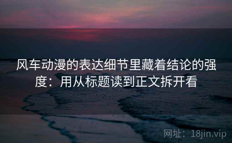 风车动漫的表达细节里藏着结论的强度：用从标题读到正文拆开看